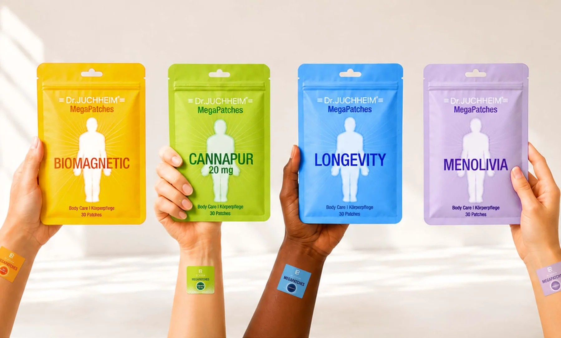 Dr. Juchheim Mega Patches Biomagnetic, Cannapur, Longevity und Menolivia
